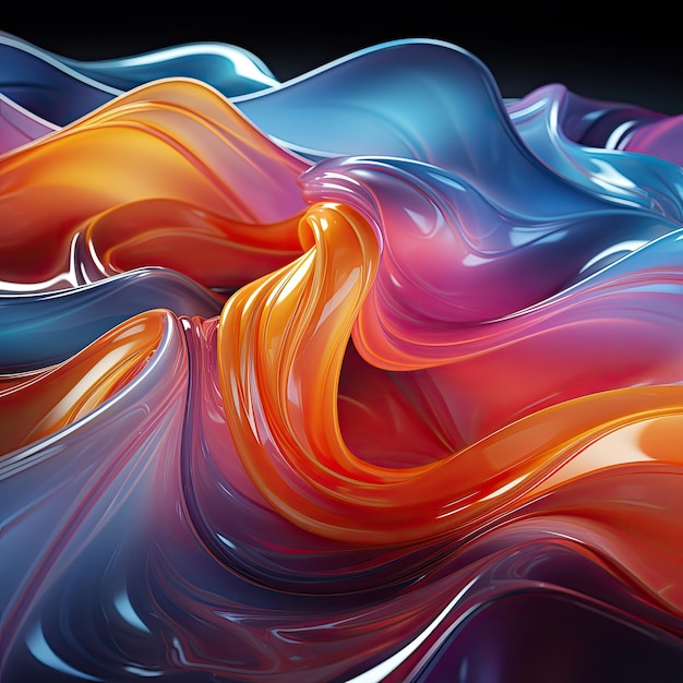 abstract background of colorful glass cloth satin waves with bright colors and translucent objects