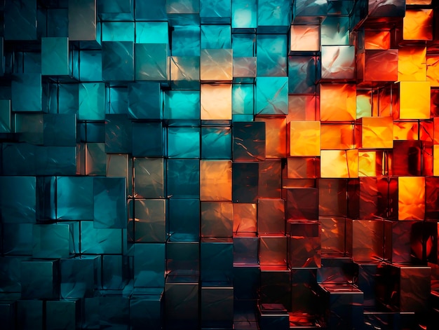 Abstract background of colorful glass cubes 3d render illustrationAI Generated