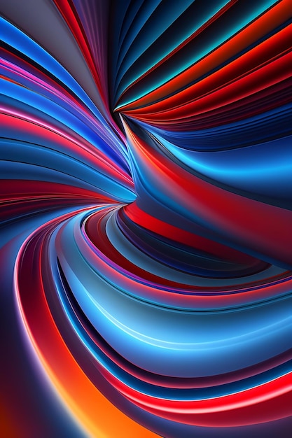 Abstract background of colorful glowing intertwining blue and red lines