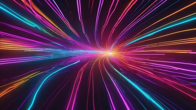 abstract background of colorful glowing neon wavy line banner web design generative ai