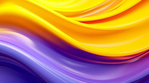 Abstract background colorful liquid wave purple and yellow gradient sharp focus Generative AI