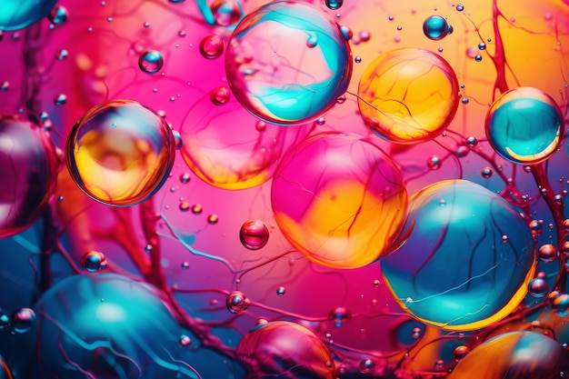 Abstract background colorful oil bubble in water wallpaper