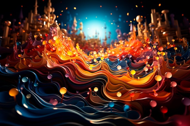 abstract background of colorful paint splash and lights