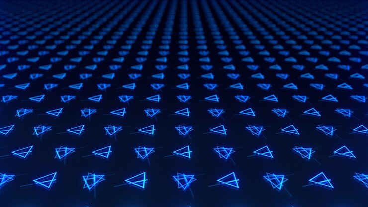 Photo abstract background of colorful symmetrically triangles
