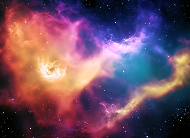 Abstract background of a colourful space sky with nebula and stars