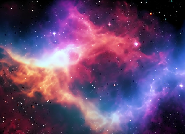 Abstract background of a colourful space sky with nebula and stars