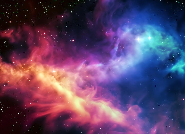 Foto sfondio astratto di un cielo spaziale colorato con nebulose e stelle