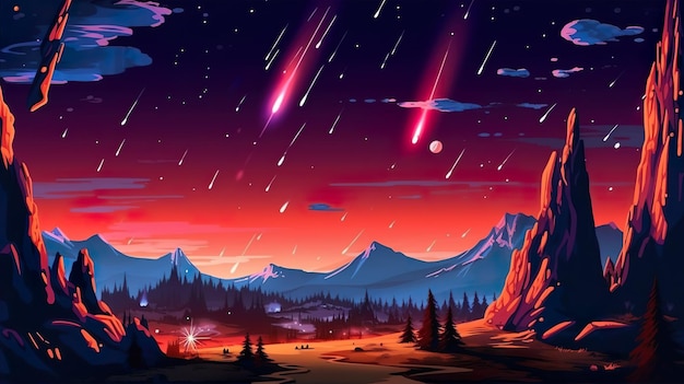 Abstract background comets Celestial beauty depicted with an illustration of comets on an abstract background in a captivating banner Generative AI