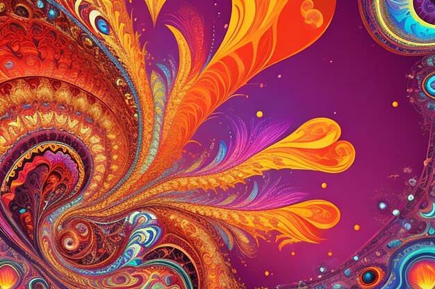 Abstract background composed of fractal shapes and colors on intense color design for posters background of web page or advertising