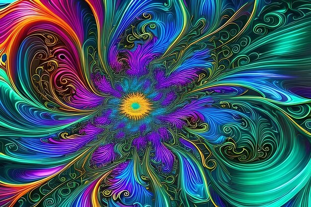 Abstract background composed of vibrant swirling patterns that evoke a sense of cosmic energy and th.