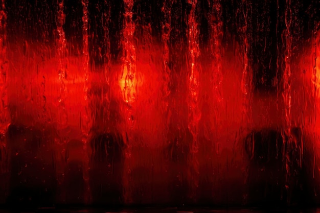 Абстрактный фон в концепции воды, капающей на вертикальном экране с подсветкой красного цвета