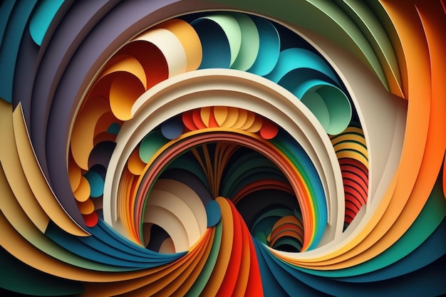 Abstract background consisting of colorful arcs Illustration AI Generative