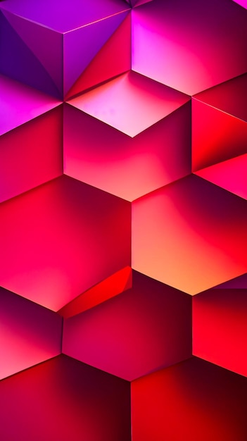 幾何学模様からなる抽象的な背景 紫から赤へのグラデーションカラー 広角フォーマットバナー