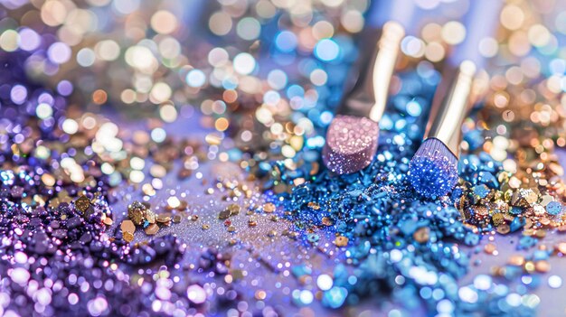 Photo abstract background for cosmetic products close up of makeup texture bright and sparkles beauty