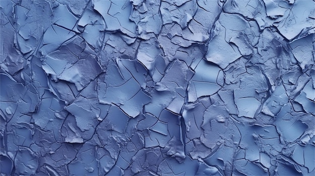 Абстрактный фон треснутой синей краской на стене Вид сверху