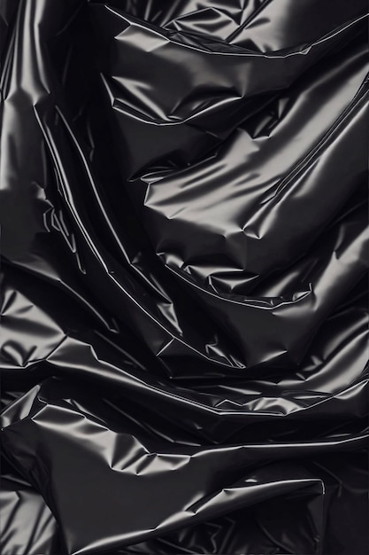 Abstract background of crumpled black plastic film bag Generative AI