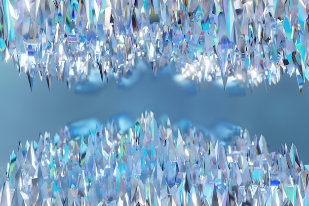 Abstract background of crystal refractions 3D rendering