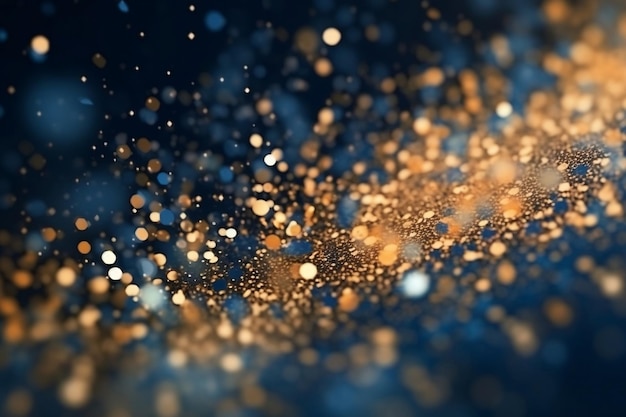 Photo abstract background dark blue and gold particle fusion generative ai