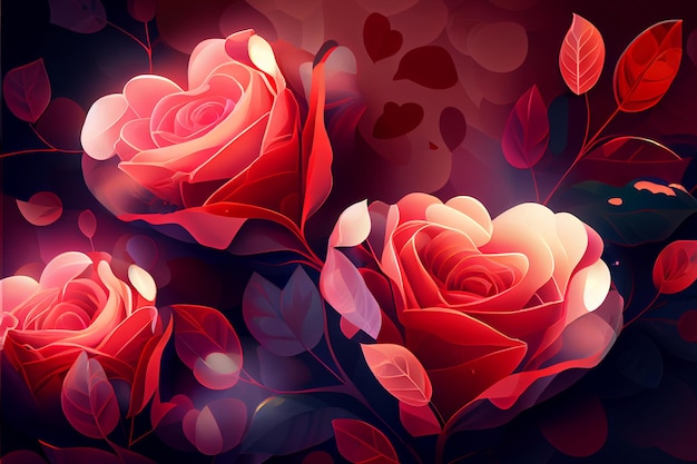 Abstract background of delicate roses pleasant warm wedding Valentine's Day ai generated