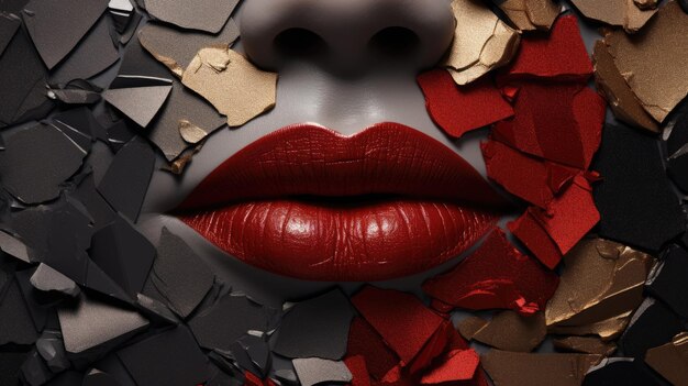 Abstract background of different lipstick and lip tones comparison of colors and tones of cosmetics