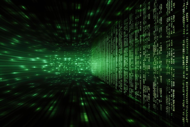 Абстрактный фон цифровых данных зеленая матрица