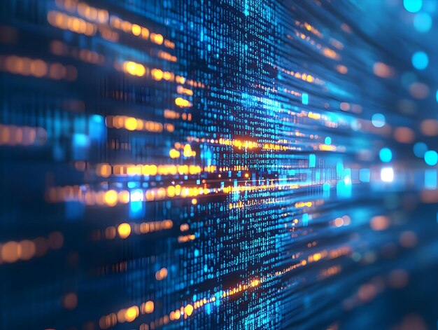 abstract background digital data stream binary code flow programming language