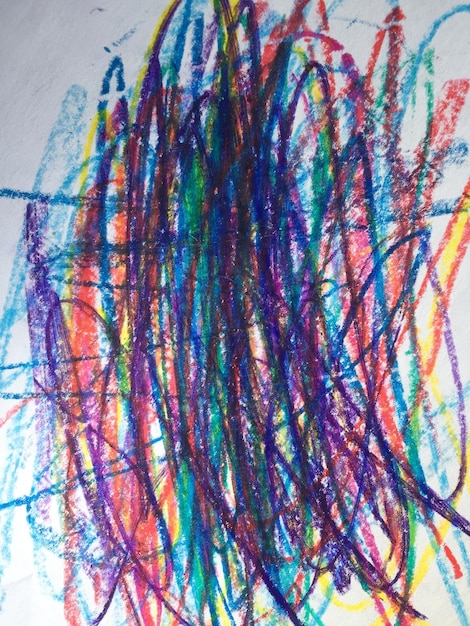 Abstract background Drawing made with crayons by a baby