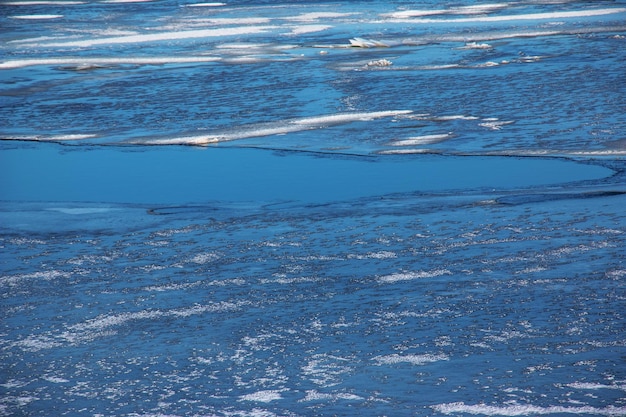 Photo abstract background of drifting ice on water