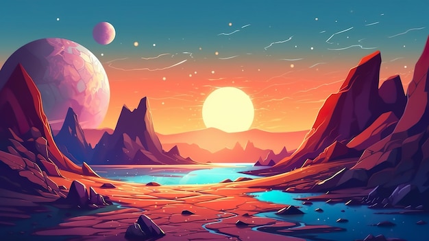 Abstract background exoplanets The enchanting world of cosmic exoplanets through an aweinspiring illustration set against an abstract background in a captivating banner design Generative AI