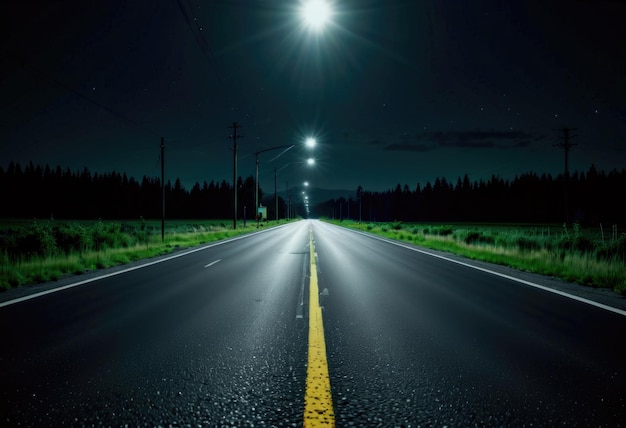 Photo an abstract background featuring a dark asphalt road empty street scene perfect for night vision