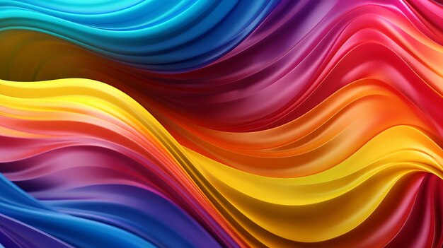 Foto sfondo astratto caratterizzato da vivaci colori arcobaleno che scorrono linee curve e onde