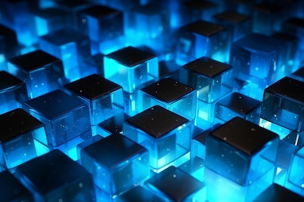 Photo abstract background formed from futuristic blue hexagon glass blue pattern geometric crystals