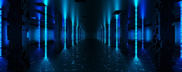 abstract background from blocks big data blockchain technology network structure background artificial intelligence machine learning data background wide banner 3d rendering