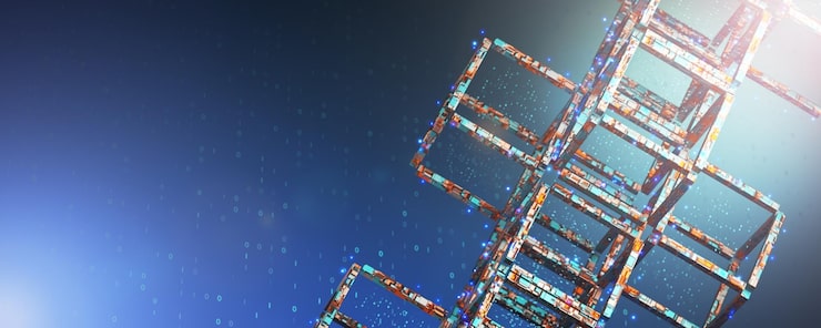 Photo 区块链技术 大数据 人工智能 机器学习 数据背景 网络结构背景 宽横幅 3d 渲染