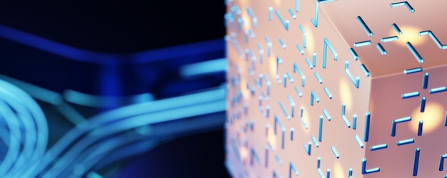 abstract background from blocks blockchain technology machine learning data background big data database 3d rendering