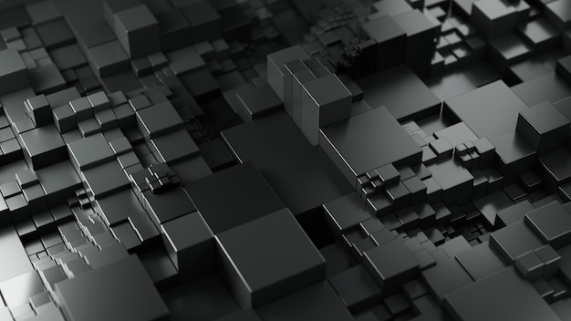 Abstract background from cubes of black color. 3d render.