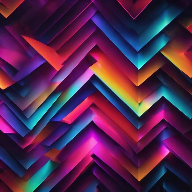 Abstract background from seamlessly appearing neon colorful triangles