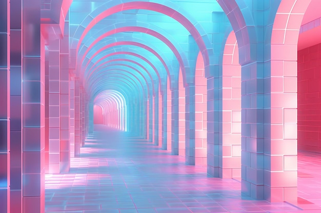 Abstract background Futuristic corridor with glowing lights