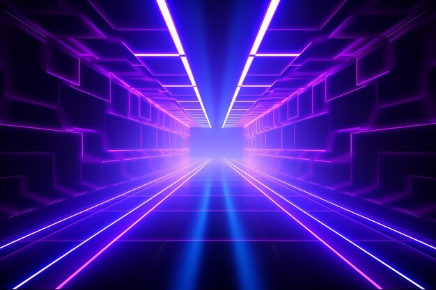 abstract background of the futuristic neon tunnel by Generative AI
