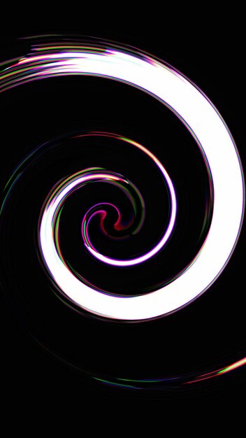 Photo abstract background glitch spiral mystery vortex white swirl with neon bright vibrant colorful glow