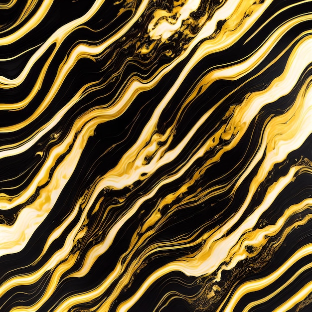 Abstract background gold and black marble lines swirl curvy generative art by AI