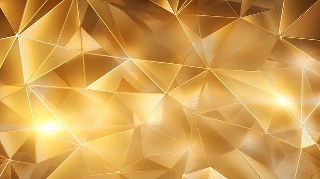 Photo abstract background gold trianglesshining gold crystals generative ai