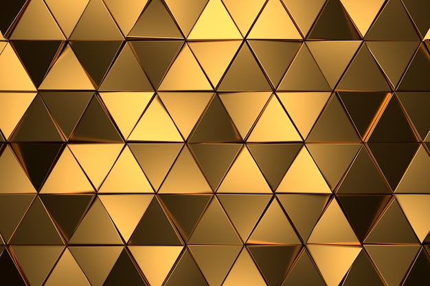 Photo abstract background of golden triangle. 3d rendering.