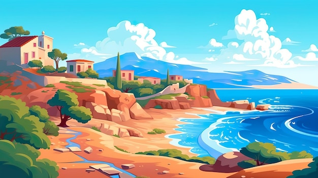 Abstract background Greek temples Illustration that transports viewers to a vibrant Greek town capturing its lively atmosphere and storied past Generative AI