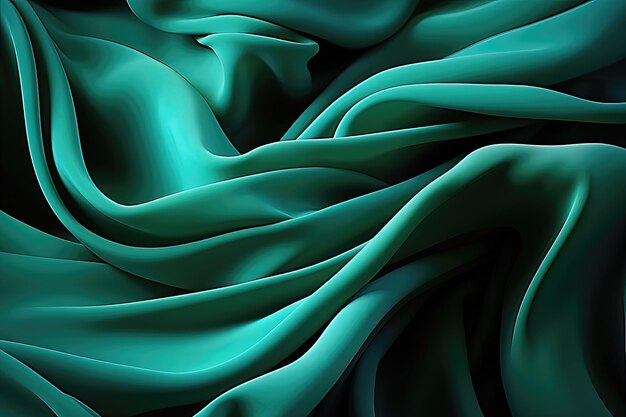 Abstract background of green silk or satin 3d render illustration