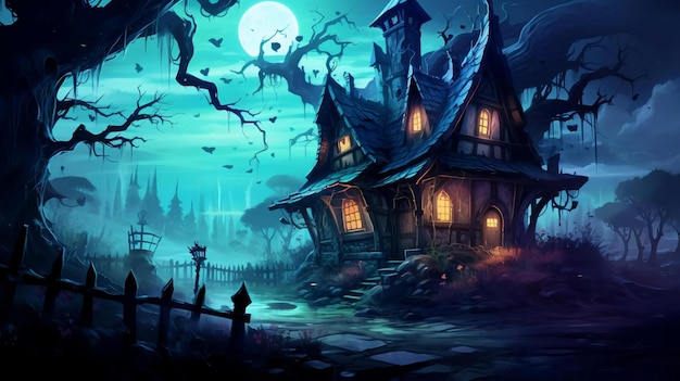 Фото Абстрактный фон хэллоуин темный дом