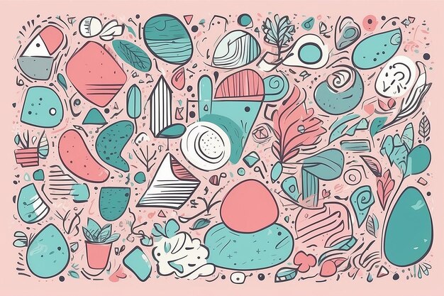 Abstract background Hand drawing various shapes and doodle objects