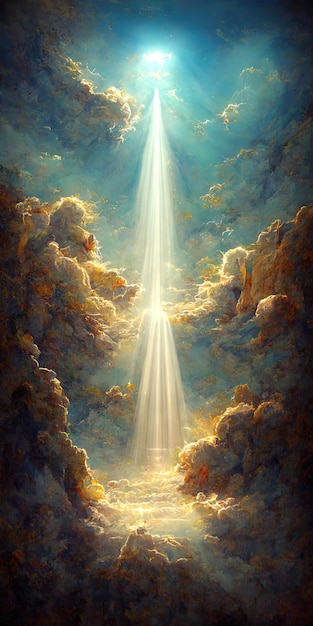 Abstract background heaven light from above clouds digital art  illustration