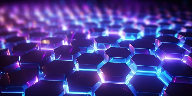 Abstract background hexagon pattern with glowing lights