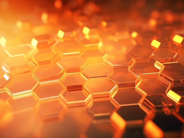 Abstract background of hexagonal translucent orange shapes